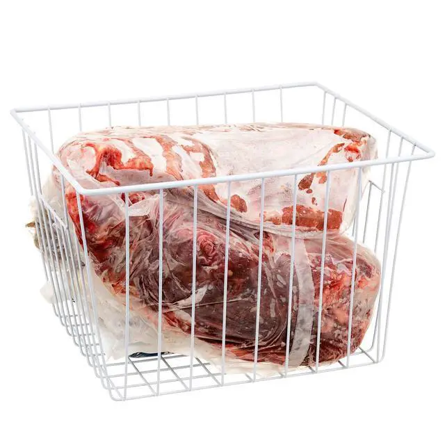 Alt view image 5 of 7 - Freezer Basket Organizer, Refrigerator Metal Wire Storage Divider, Household Container Bins with Handles for Kitchen, Pantry, Cabinet, Closets - Pearl White (6, 11in x 10in x 5.5in)