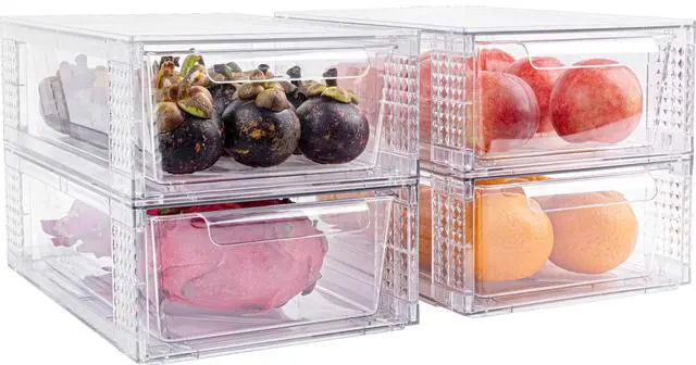 Alt view image 6 of 7 - 6 Pack Clear Stackable Storage Drawers, 3.95" H Easily Assemble Acrylic Organizer Bins - Multi-Use for Make up, Closet, Pantry, Bathroom, Medicine, Kitchen Cabinet & Undersink Organization