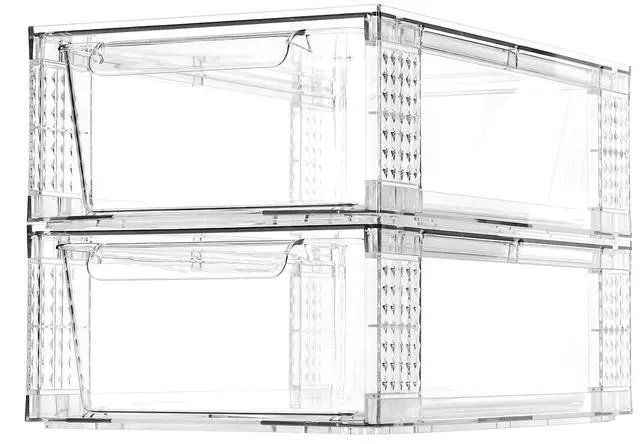 Alt view image 7 of 7 - 6 Pack Clear Stackable Storage Drawers, 3.95" H Easily Assemble Acrylic Organizer Bins - Multi-Use for Make up, Closet, Pantry, Bathroom, Medicine, Kitchen Cabinet & Undersink Organization