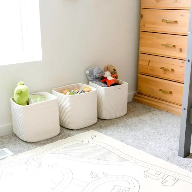 Alt view image 5 of 7 - 13 Inch Cube Storage Bins Cotton Rope Woven Baskets for Organizing 3-Pack | 13 x 13 Storage Cubes | Fabric Square Storage Baskets for Shelves Organizer, Kids Toy Bins, Closet Baby Nursery