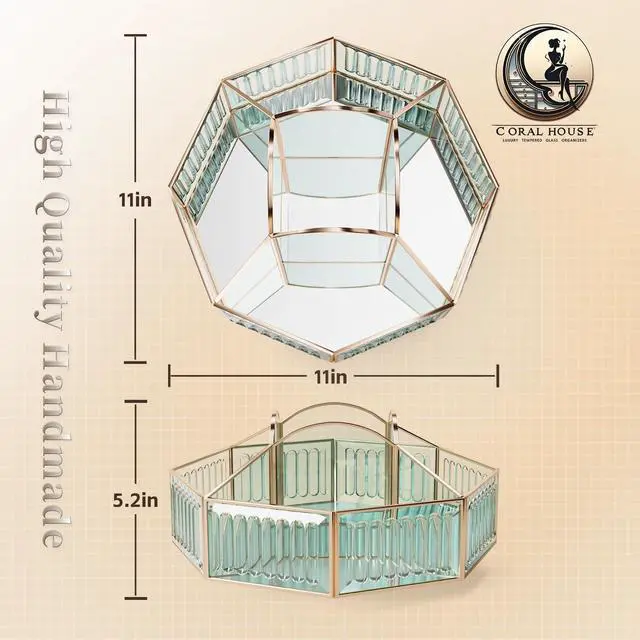 Alt view image 7 of 7 - 360° Rotating Makeup Organizer Spinning Vanity Organizer with Makeup Brush Holder for Countertop, Bathroom Storage, Skincare, Perfume & Cosmetic Organizer for Vanity