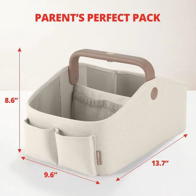 Alt view image 3 of 6 - Diaper Caddy Organizer with Touch Sensor Night Light Nursery Style Oat