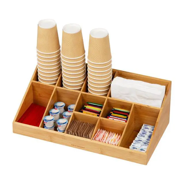 Alt view image 5 of 7 - Cup and Condiment Station, Countertop Org, Coffee Bar, Rayon from Bamboo Cup, 18.125"L x 9.5"W x 6.5"H, Brown