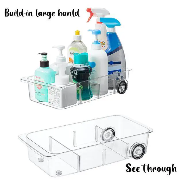 Alt view image 5 of 6 - Fridge Organizer Bins With Wheels, 3 Pack Roll Out Refrigerator Organizers And Storage Refrigerator Drawer With Dividers, Upgrade Thick Plastic Pantry Storage Bins, Kitchen Organization