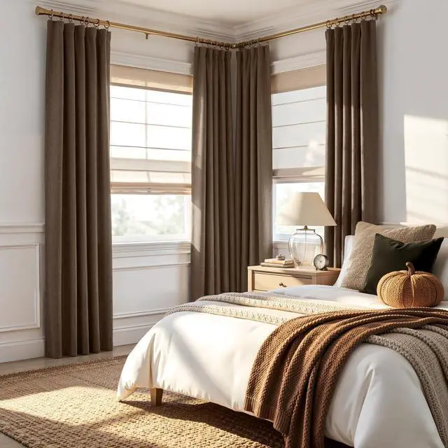 Alt view image 2 of 7 - Brown 100% Blackout Curtains 96 inches Long, Thermal Insulating Privacy Energy Saving Linen Curtains for Bedroom Living Room Window Office Theater Dining Nursery, W52 x L96, 2 Panels