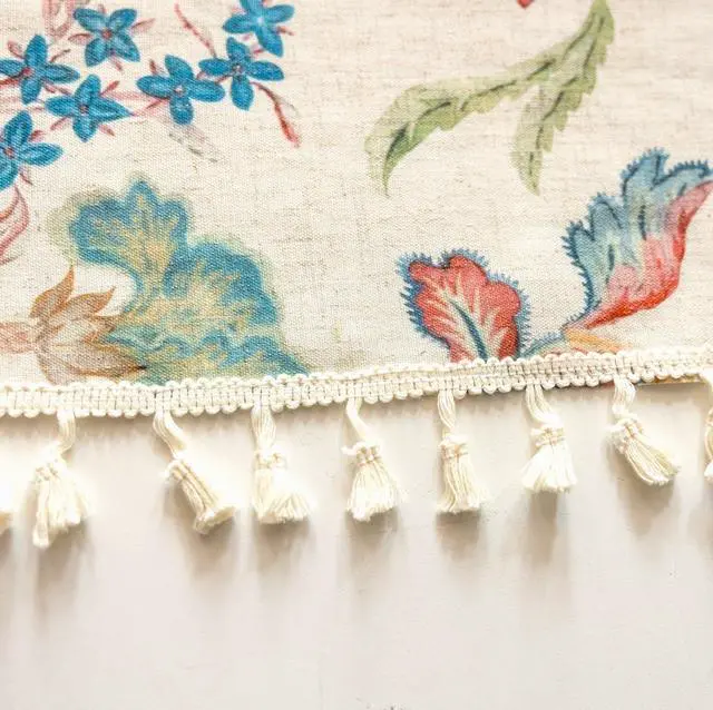 Alt view image 6 of 6 - Boho Jacobean Curtains for Living Room 84 Inch Length Colorful Watercolor Bohemian Floral Pattern Linen Window Curtain Panels with Tassel Farmhouse Shabby Chic Drapes Set of 2 W50 x L84 Blue Red