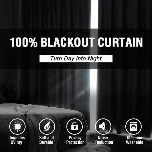 Alt view image 2 of 7 - 100% Blackout Curtains for Bedroom Thermal Insulated Blackout Curtains 84 inch Length Heat and Full Light Blocking Curtains for Living Room with Black Liner 2 Panels Set, Light Sage