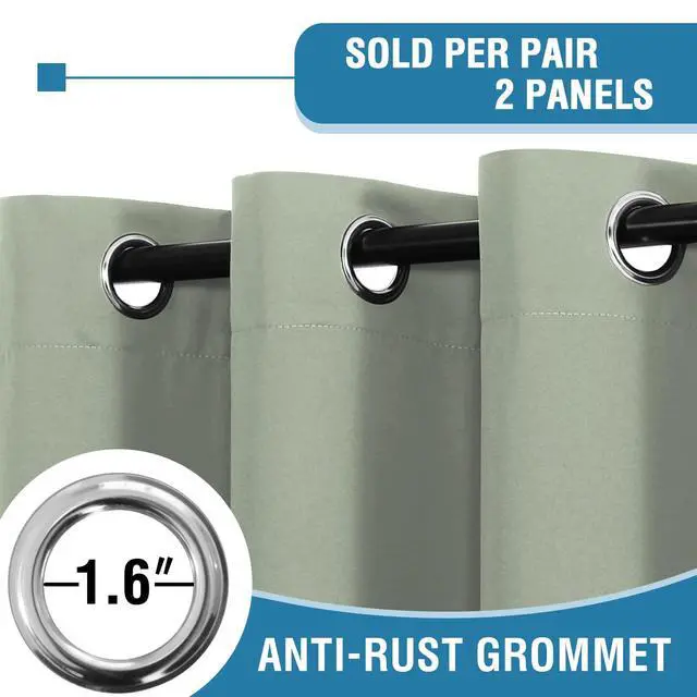 Alt view image 3 of 7 - 100% Blackout Curtains for Bedroom Thermal Insulated Blackout Curtains 84 inch Length Heat and Full Light Blocking Curtains for Living Room with Black Liner 2 Panels Set, Light Sage