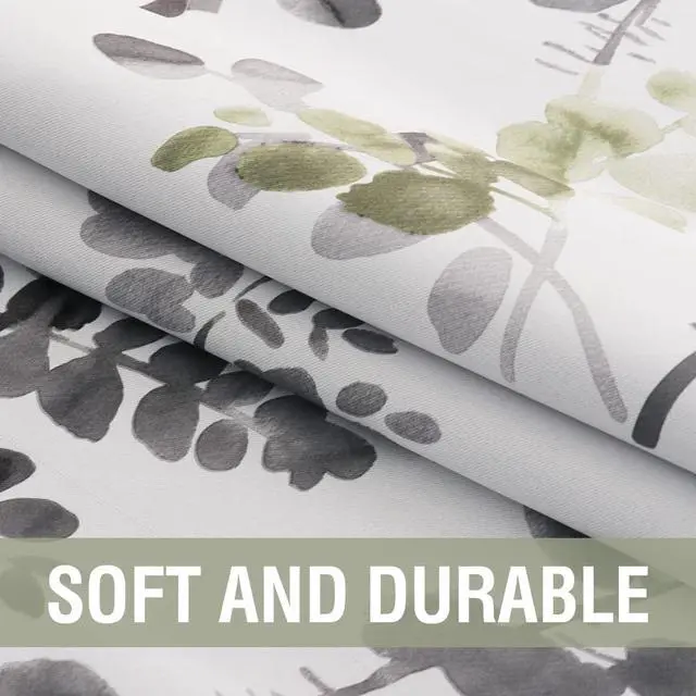 Alt view image 5 of 7 - Floral Curtains, 84 Inch Long Living Room Curtains, Room Darkening Thermal Insulated, Light Blocking Grommet Drapes, 2 Panels, Grey and Sage