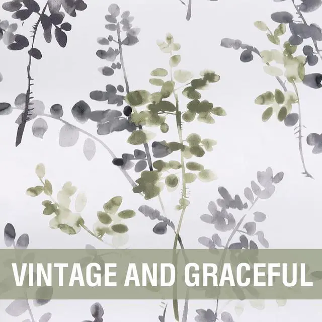 Alt view image 4 of 7 - Floral Curtains, 84 Inch Long Living Room Curtains, Room Darkening Thermal Insulated, Light Blocking Grommet Drapes, 2 Panels, Grey and Sage