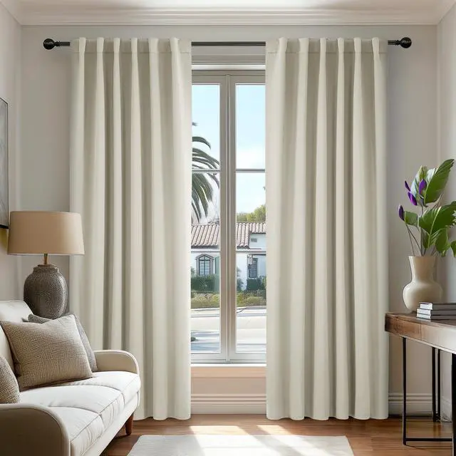 Main image of Room Darkening Curtains for Living Room, Light Beige Light Filtering Thermal Drapes 84 Inches Long, Back Tab and Rod Pocket Window Curtains, 52W x 84L Inch, 2 Panels