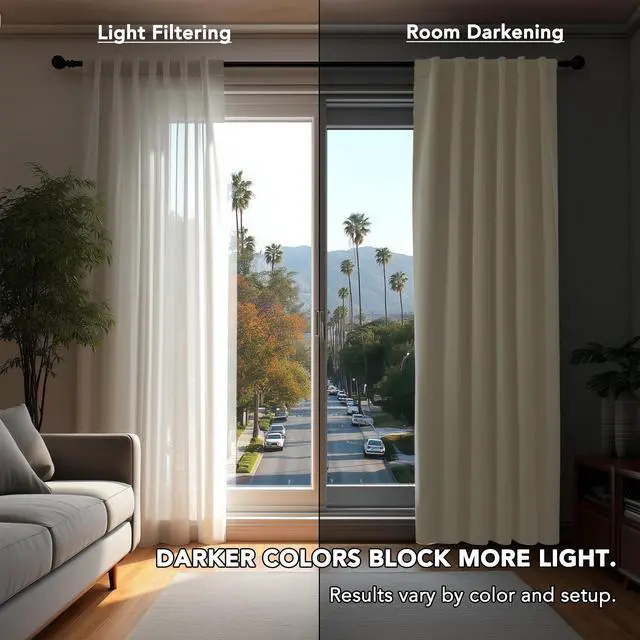 Alt view image 3 of 7 - Room Darkening Curtains for Living Room, Light Beige Light Filtering Thermal Drapes 84 Inches Long, Back Tab and Rod Pocket Window Curtains, 52W x 84L Inch, 2 Panels