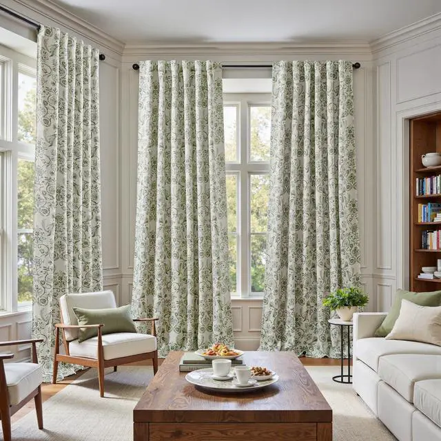 Alt view image 5 of 7 - Floral Blackout Curtains for Bedroom Living Room 96 Inches Length Farmhouse Curtains Room Darkening Vintage Drapes Traditional Rod Pocket Window Treatment 2 Panels Set Sage Green on Beige