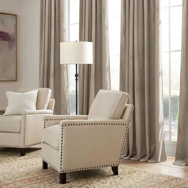 Alt view image 5 of 7 - Camel Beige Velvet Curtains 84 inch, Room Darkening Window Curtains with Multiple Hanging Options Heavy Duty Plush Backdrop for Bedroom Guest Room, W52 x L84 inch, 2 Panels