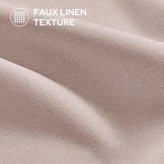 Alt view image 4 of 7 - 100% Blush Pink Linen Blackout Curtains for Bedroom, 52 x 84 Inch Length 2 Panels Faux Linen Thermal Insulated Black Out Grommet Window Drapes for Living Preppy Room DecorNursery