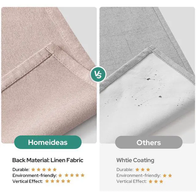 Alt view image 5 of 7 - 100% Blush Pink Linen Blackout Curtains for Bedroom, 52 x 84 Inch Length 2 Panels Faux Linen Thermal Insulated Black Out Grommet Window Drapes for Living Preppy Room DecorNursery