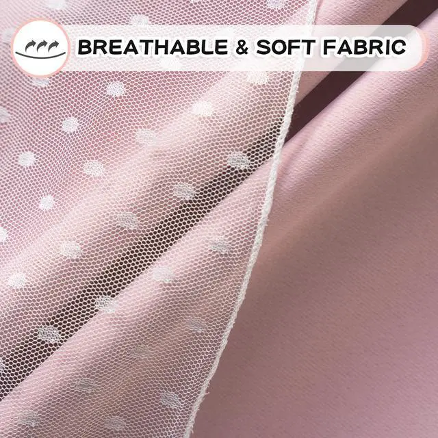 Alt view image 5 of 7 - Pink Blackout Curtains for Girls Bedroom & Nursery Kids Blush Princess Double Layer Drapes, Polka Dots Sheer, Grommet Tops, 52x84 Inch, 2 Panels