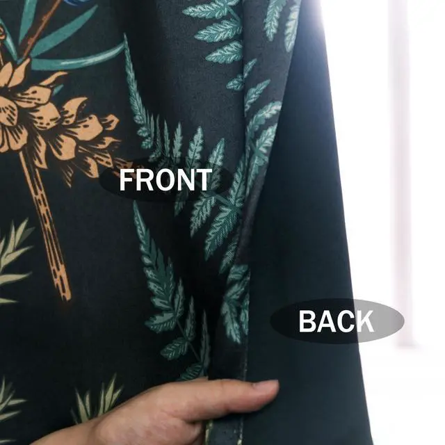 Alt view image 6 of 7 - Botanical Curtains 100% Blackout 2 Panels Set Green Plant Black Out Curtain Black Floral Cottage Core Thermal Insulated Window Treatments Decor for Living Room Bedroom Curtain 52x84 Inch