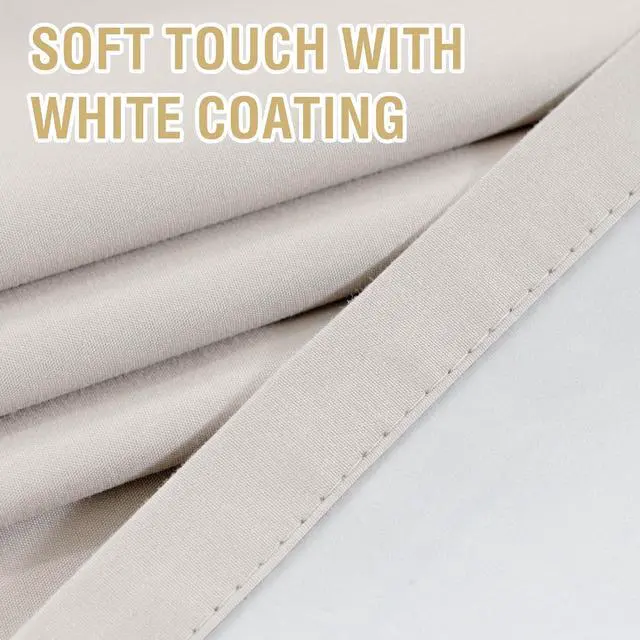 Alt view image 3 of 7 - Blackout Curtains 84 inch Length 100% Blackout Drapes for Bedroom Thermal Insulated Rod Pocket Window Curtains for Living Room Noise Canceling Curtains (2 Panels, 52x84 inch, Natural)