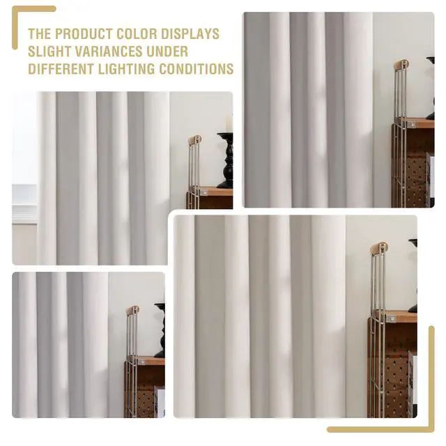 Alt view image 5 of 7 - Blackout Curtains 84 inch Length 100% Blackout Drapes for Bedroom Thermal Insulated Rod Pocket Window Curtains for Living Room Noise Canceling Curtains (2 Panels, 52x84 inch, Natural)