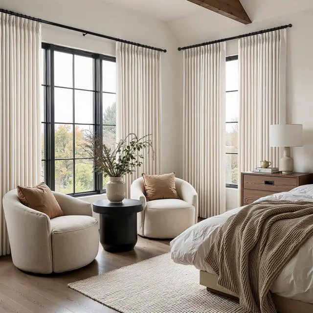Alt view image 5 of 7 - Pinch Pleated Linen Curtains 96 Inches Long 2 Panel Set (40" W x 96" L) for Living Room & Bedroom Window Natural Birch Light Filtering with Hooks,Rings & Back Tab,Neutral Boho Farmhouse Style