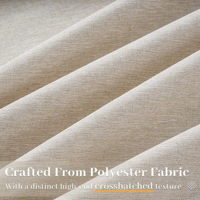 Alt view image 3 of 7 - Pinch Pleated Linen Curtains 96 Inches Long 2 Panel Set (40" W x 96" L) for Living Room & Bedroom Window Natural Birch Light Filtering with Hooks,Rings & Back Tab,Neutral Boho Farmhouse Style