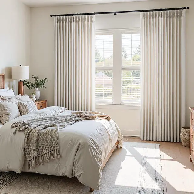Alt view image 4 of 7 - Pinch Pleated Linen Curtains 96 Inches Long 2 Panel Set (40" W x 96" L) for Living Room & Bedroom Window Natural Birch Light Filtering with Hooks,Rings & Back Tab,Neutral Boho Farmhouse Style