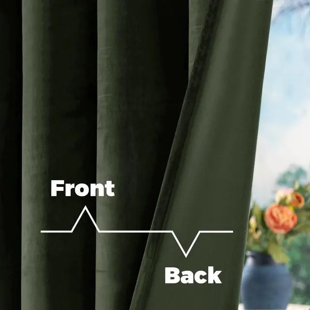 Alt view image 4 of 7 - Olive Green Velvet Curtains 78 Inches Long for Bedroom, Super Soft Thermal Insulated Blackout Velvet Curtains Noise Reduce Back Tab Rod Pocket Drapes for Living Room, 2 Panels, 52 x 78 Inch