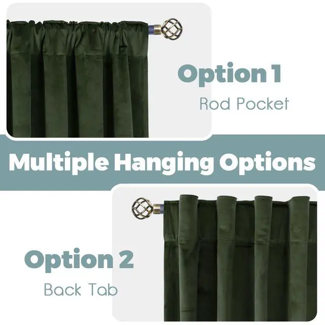 Alt view image 3 of 7 - Olive Green Velvet Curtains 78 Inches Long for Bedroom, Super Soft Thermal Insulated Blackout Velvet Curtains Noise Reduce Back Tab Rod Pocket Drapes for Living Room, 2 Panels, 52 x 78 Inch