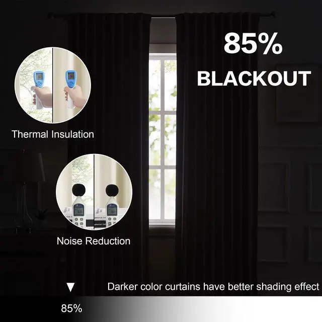 Alt view image 7 of 7 - Back Tab Curtains 96 Inches Long Cream Beige for Living Room Cottage Urban Decor Blackout Draperies for Bedroom Thermal Insulated Track Curtains 2 Pcs,52W x 96L, 8 FT Tall, Beige Colored