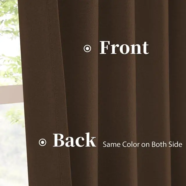 Alt view image 4 of 7 - Brown Linen Textured Blackout Curtains 102 Inches Long for Living Room, 100% Light Blocking Curtain Drapes Chocolate Brown 50 by 102 Inch Length 2 Panels Back Tab Rod Pocket