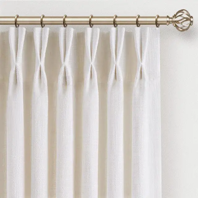 Main image of Memory Trained Pinch Pleated Curtains 84 Inches Long, Linen Curtains for Living Room, 2 Panel Set Pinch Pleated Drapes with Hooks, Light Filtering Window Treatment, 40" W x 84" L, Beige White