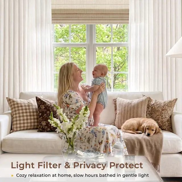 Alt view image 4 of 7 - Memory Trained Pinch Pleated Curtains 84 Inches Long, Linen Curtains for Living Room, 2 Panel Set Pinch Pleated Drapes with Hooks, Light Filtering Window Treatment, 40" W x 84" L, Beige White