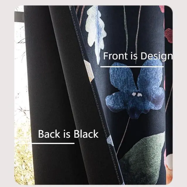 Alt view image 4 of 7 - Floral Blackout Curtains 84 inch length 2 Panels Set Rustic Vintage Flowers Botanical Leaf Print Patterned Black Out Curtains Thermal Insulated Darkening Window Drapes for Bedroom Living Room 52x84 in
