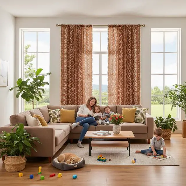 Alt view image 2 of 7 - Burnt Orange Curtains 96 Inch 2 Panels, Vintage Bohemian Pattern Floral Drapes Ceiling to Floor Length Hippie Window Panel Autumn Curtains for Living Room