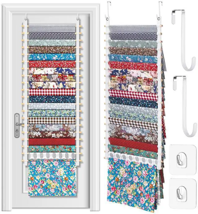 Main image of Sewing Room Hanging Wall Fabric Organizer, Over The Door 20-Shelf Cloth Organizer with 4 Hooks, Closet Hanging Fabric Storage for Sewing & Quilting Collection(16.5 Inch)