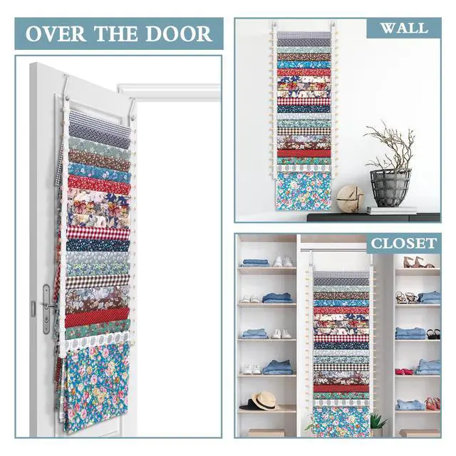 Alt view image 6 of 6 - Sewing Room Hanging Wall Fabric Organizer, Over The Door 20-Shelf Cloth Organizer with 4 Hooks, Closet Hanging Fabric Storage for Sewing & Quilting Collection(16.5 Inch)