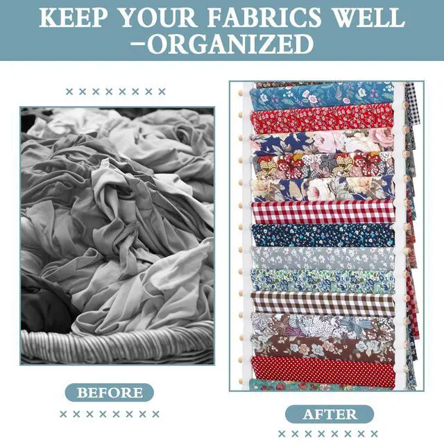 Alt view image 4 of 6 - Sewing Room Hanging Wall Fabric Organizer, Over The Door 20-Shelf Cloth Organizer with 4 Hooks, Closet Hanging Fabric Storage for Sewing & Quilting Collection(16.5 Inch)