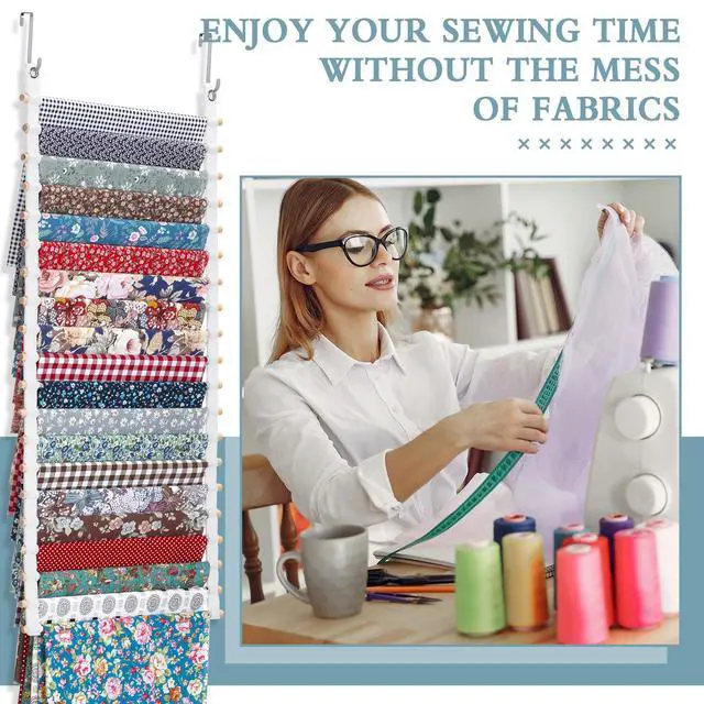 Alt view image 5 of 6 - Sewing Room Hanging Wall Fabric Organizer, Over The Door 20-Shelf Cloth Organizer with 4 Hooks, Closet Hanging Fabric Storage for Sewing & Quilting Collection(16.5 Inch)