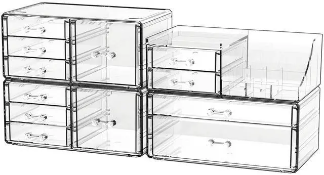 Main image of Acrylic Clear Make up Organizers And Storage for Vanity,Bathroom Skincare Organizer With 12 Drawer for Dresser,Plastic Desk Accessories Organization,Cosmetic Organizer Countertop for Beauty,Skin Care