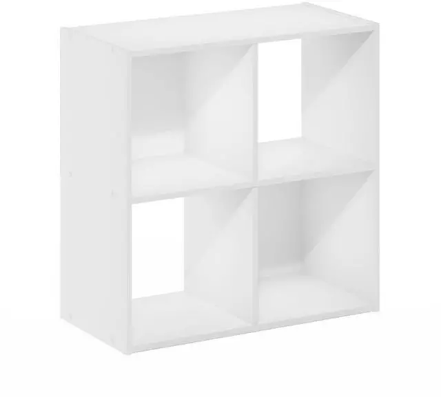 Alt view image 6 of 6 - 4-Cube Bookshelf with Open & Closed Back Cubes, 2 x 2 Storage Organizer Cabinet, 11.6 x 24.2 x 24.2, for Living Room, Bedroom, Home Office, White