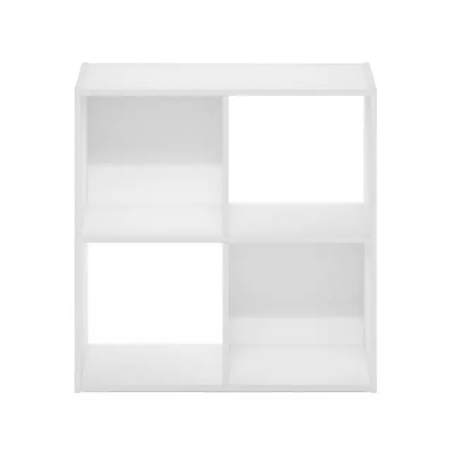 Alt view image 5 of 6 - 4-Cube Bookshelf with Open & Closed Back Cubes, 2 x 2 Storage Organizer Cabinet, 11.6 x 24.2 x 24.2, for Living Room, Bedroom, Home Office, White