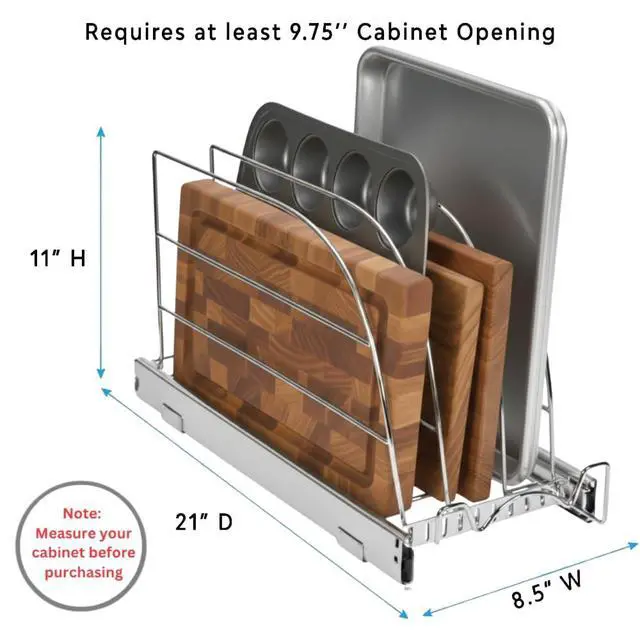 Alt view image 4 of 7 - Pull Out Organizer for Bakeware, Cutting Board and Trays, 8.5"W x 21"D