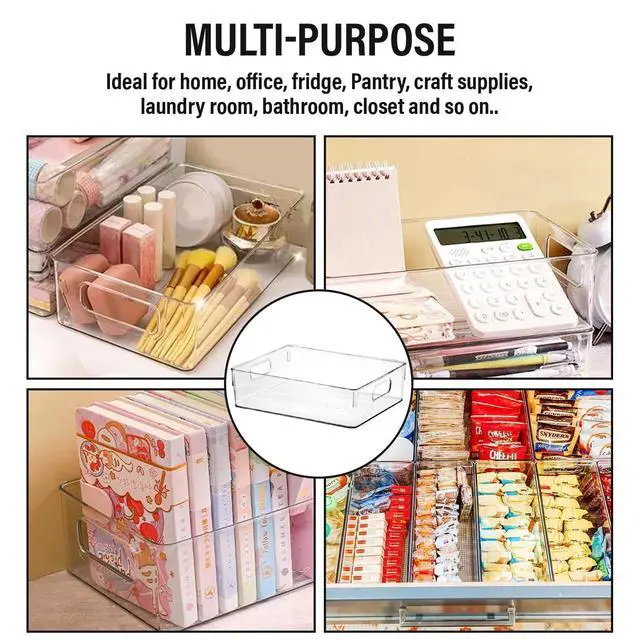 Alt view image 6 of 7 - Clear Plastic Storage Bins, Pantry Organizers and Storage or Kitchen Organization and Storage Containers Bins for Organizing, Fridge, Freezer, Bathroom, Pantries, Refrigerator, Cabinet Organizer Bin