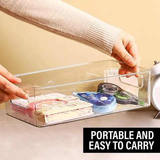 Alt view image 7 of 7 - Clear Plastic Storage Bins, Pantry Organizers and Storage or Kitchen Organization and Storage Containers Bins for Organizing, Fridge, Freezer, Bathroom, Pantries, Refrigerator, Cabinet Organizer Bin