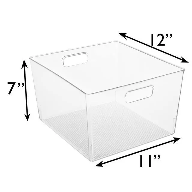 Alt view image 6 of 7 - Clear Plastic Storage Bins XL 4 Pack Perfect for Kitchen,Fridge, Pantry Organization, Cabinet Organizers