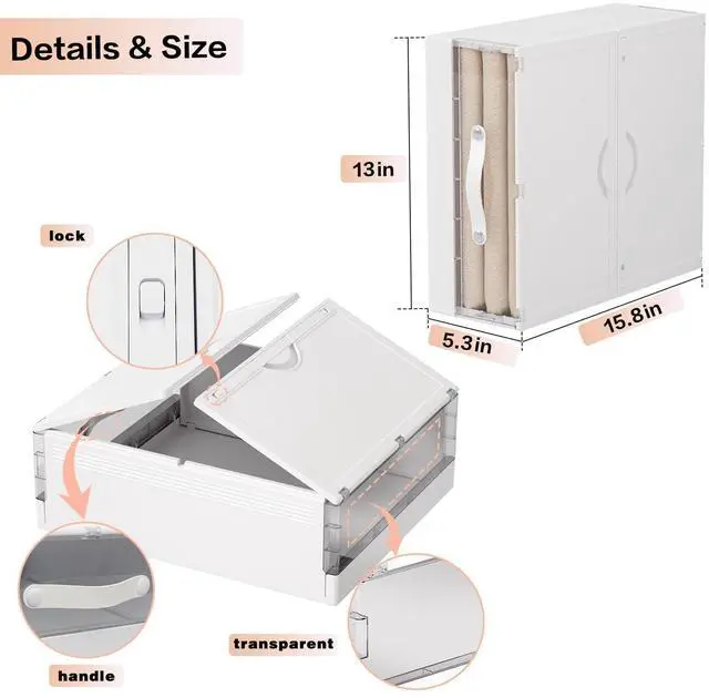 Alt view image 7 of 7 - Bed Sheet Organizers and Storage Plastic, 4 pcs Foldable Closet Organizer with Handle, Bedding Storage Box Container for Blanket, Duvet Cover Set, Bed Sheet Set, White