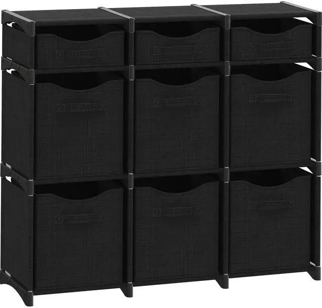 Main image of Cube Storage Organizer with 9 Storage Bins Included Storage Cubes for Home Organization, Toy Storage, Office Storage, Living Room Storage, and General Storage Solution (Black)