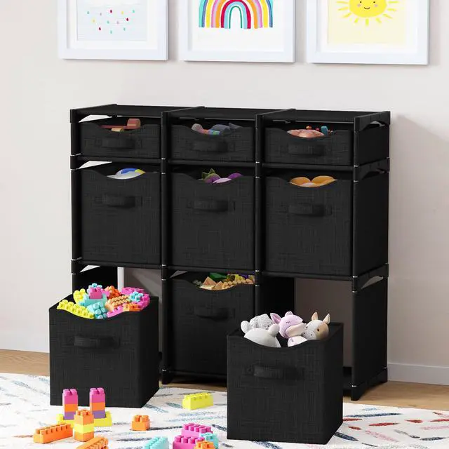 Alt view image 3 of 6 - Cube Storage Organizer with 9 Storage Bins Included Storage Cubes for Home Organization, Toy Storage, Office Storage, Living Room Storage, and General Storage Solution (Black)