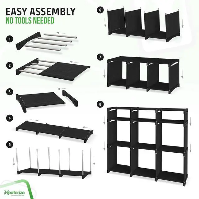 Alt view image 4 of 6 - Cube Storage Organizer with 9 Storage Bins Included Storage Cubes for Home Organization, Toy Storage, Office Storage, Living Room Storage, and General Storage Solution (Black)